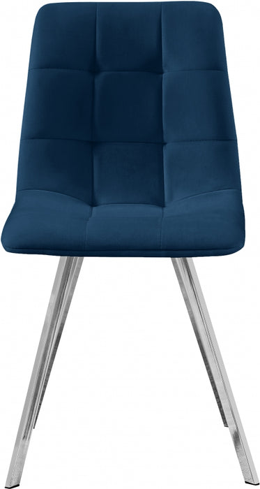 Meridian Furniture - Annie Velvet Dining Chair Set of 2 in Navy - 980Navy-C - GreatFurnitureDeal