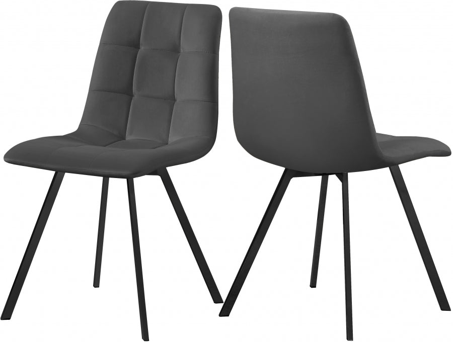 Meridian Furniture - Annie Velvet Dining Chair Set of 2 in Grey - 981Grey-C
