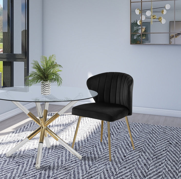 Meridian Furniture - Finley Velvet Chair in Black (Set of 2) - 707Black - GreatFurnitureDeal