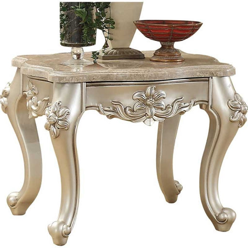 Acme Furniture - Bently Marble and Champagne End Table - 81667 - GreatFurnitureDeal