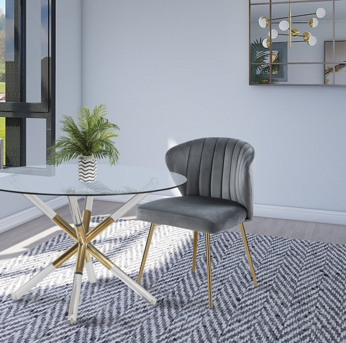 Meridian Furniture - Finley Velvet Chair in Grey (Set of 2) - 707Grey