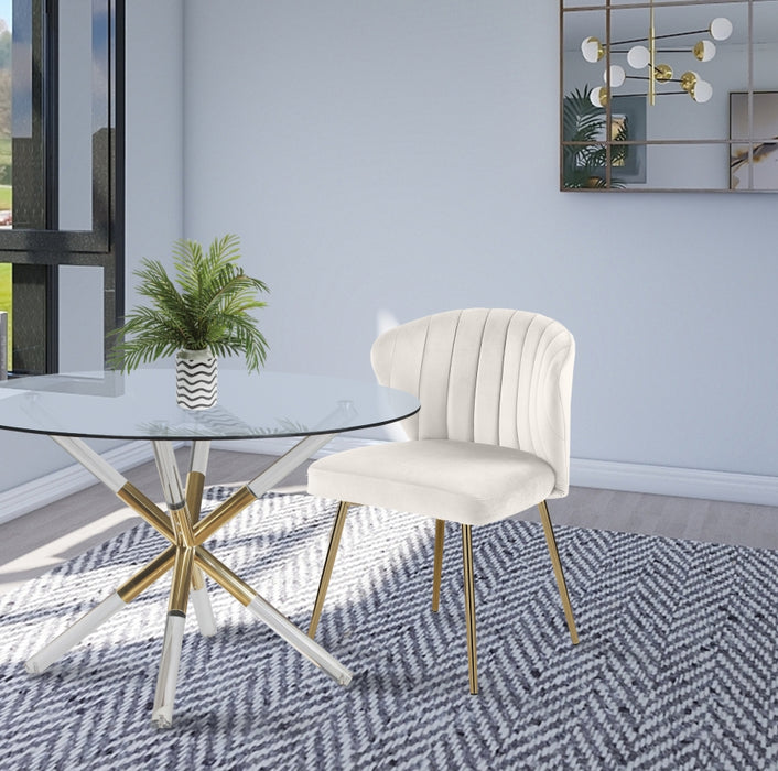 Meridian Furniture - Finley Velvet Chair in Cream (Set of 2) - 707Cream