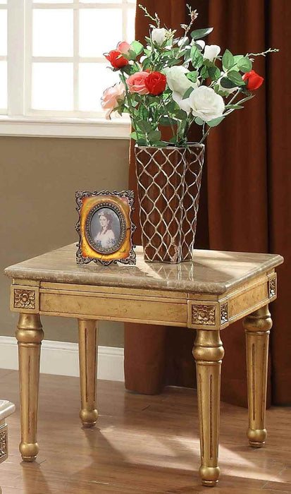 Acme Furniture - Daesha Marble and Antique Gold End Table - 81717 - GreatFurnitureDeal