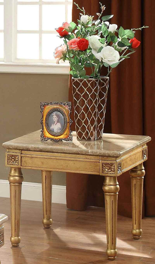 Acme Furniture - Daesha Marble and Antique Gold End Table - 81717