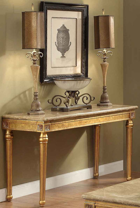 Acme Furniture - Daesha Marble and Antique Gold Sofa Table - 81718