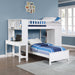 GFD Home - Twin Size Loft Bed with Closet and Desk, Extra Bottom Twin Bed, White - GreatFurnitureDeal