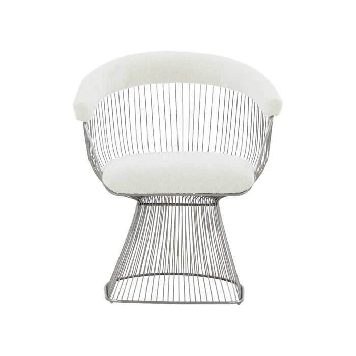 GFD Home - Modrest Chandler Modern White Shepra and Matte Silver Dining Chair - GreatFurnitureDeal