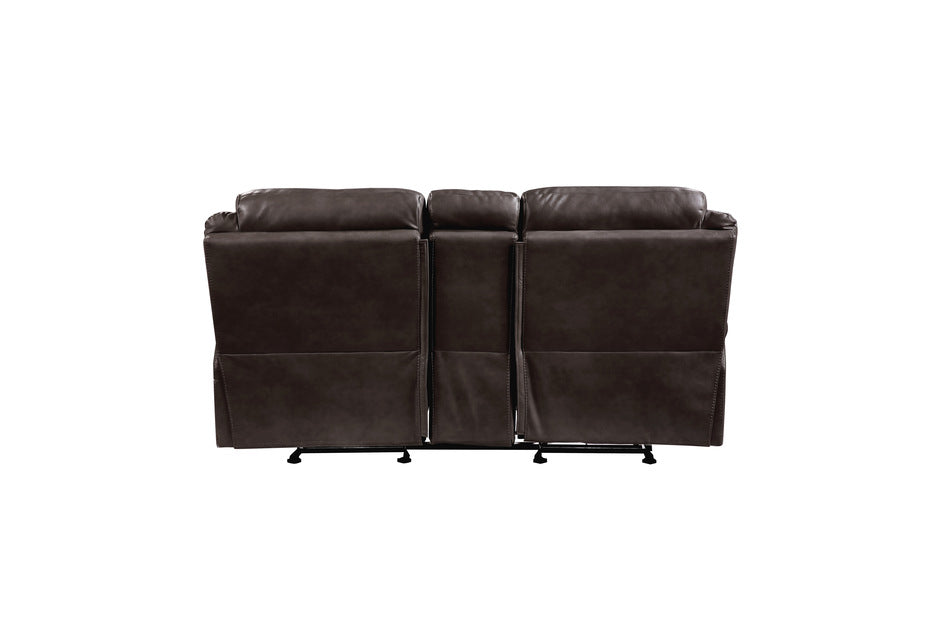Homelegance - Aram Double Glider Reclining Loveseat with Center Console and Receptacles - 8206BRW-2