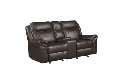 Homelegance - Aram Double Glider Reclining Loveseat with Center Console and Receptacles - 8206BRW-2 - GreatFurnitureDeal