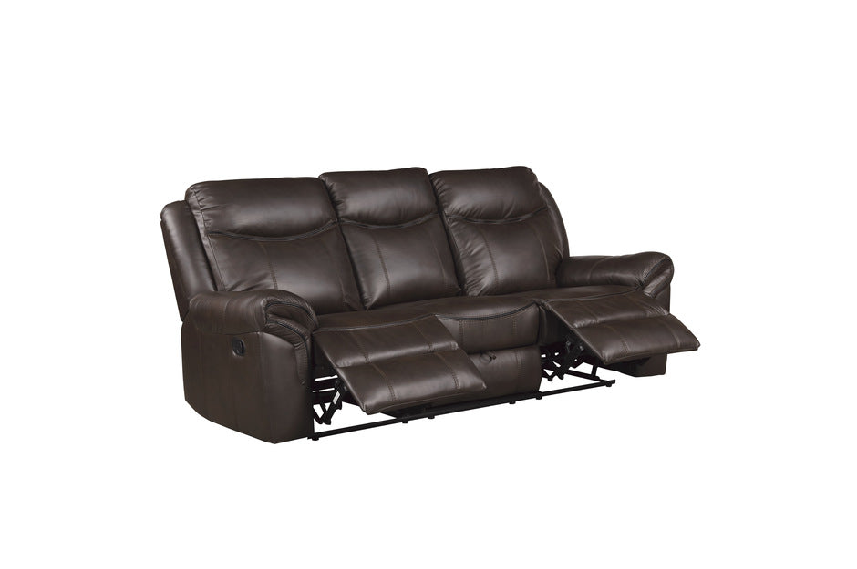 Homelegance - Aram Double Reclining Sofa with Center Drop-Down Cup Holders - 8206BRW-3 - GreatFurnitureDeal