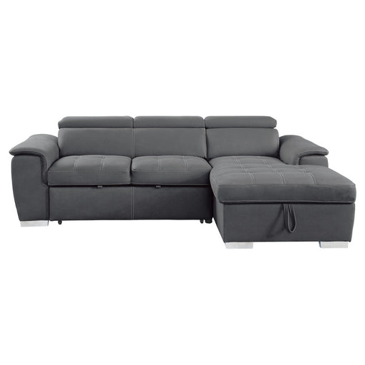 Homelegance - Ferriday 2-Piece Sectional with Pull-out Bed and Hidden Storage in Gray - 8228GY* - GreatFurnitureDeal
