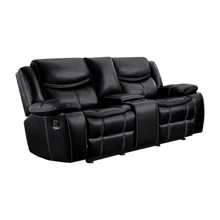 Homelegance - Bastrop Double Glider Reclining Loveseat with Center Console - 8230BLK-2