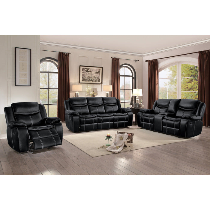 Homelegance - Bastrop Double Glider Reclining Loveseat with Center Console - 8230BLK-2 - GreatFurnitureDeal
