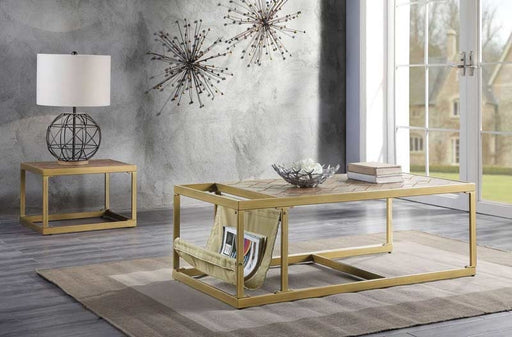 Acme Furniture - Genevieve Retro Brown Top Grain Leather 3 Piece Occasional Table Set - 82310-3SET - GreatFurnitureDeal