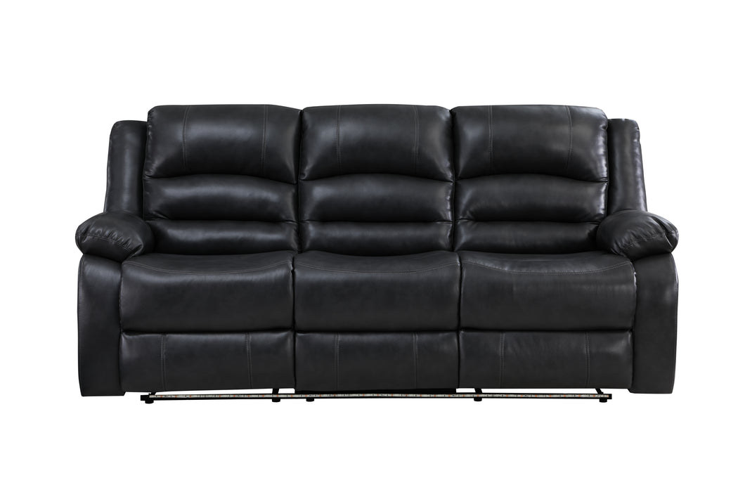 GFD Home - Martin 2 Pc Manual Reclining Sofa set finished with Faux Leather/ Wood in Black - GreatFurnitureDeal