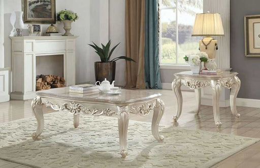 Acme Furniture - Gorsedd Marble & Antique White 3 Piece Occasional Table Set - 82440-3SET