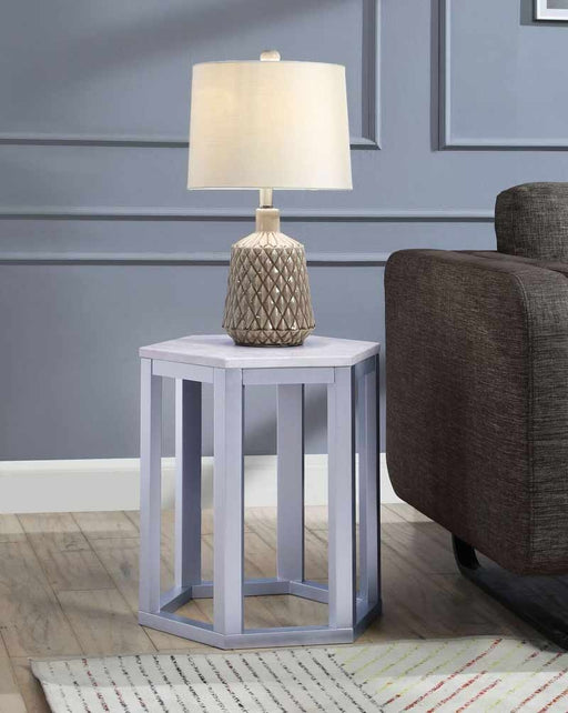Acme Furniture - Reon Marble & Silver End Table (2Pc Pk) - 82457 - GreatFurnitureDeal