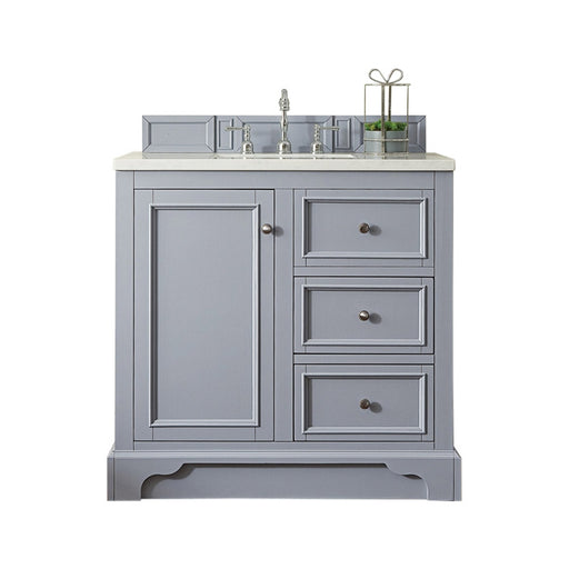 James Martin Furniture - De Soto 36" Single Vanity, Silver Gray with 3 CM Carrara Marble Top - 825-V36-SL-3CAR - GreatFurnitureDeal