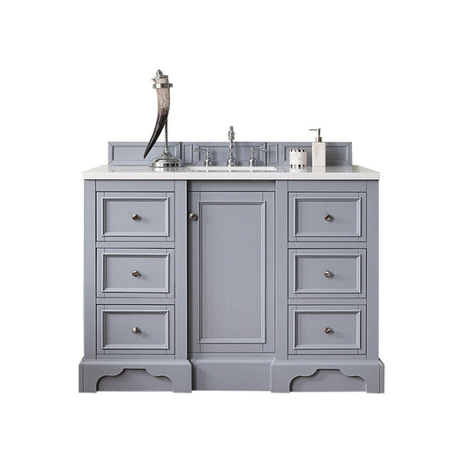 James Martin Furniture - De Soto 48" Single Vanity, Silver Gray with 3 CM Carrara Marble Top - 825-V48-SL-3CAR - GreatFurnitureDeal