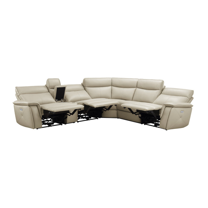 Homelegance - Moroni 6 Piece Modular Power Reclining Sectional with Power Headrests in Taupe - 8259RFTP*6SCPWH - GreatFurnitureDeal