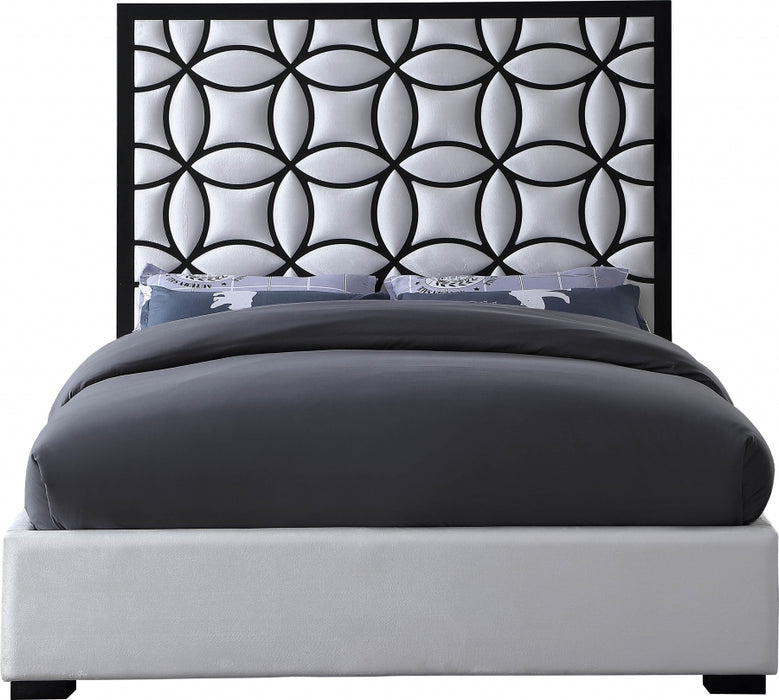 Meridian Furniture - Taj Velvet Queen Bed in White - TajWhite-Q