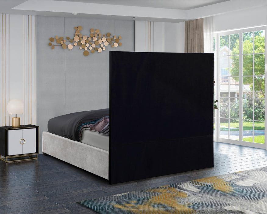 Meridian Furniture - Taj Velvet Queen Bed in White - TajWhite-Q