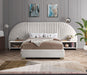 Meridian Furniture - Cleo Velvet Queen Bed in Cream - CleoCream-Q - GreatFurnitureDeal