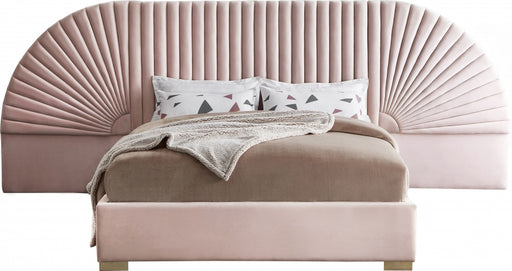 Meridian Furniture - Cleo Velvet Queen Bed in Pink - CleoPink-Q - GreatFurnitureDeal