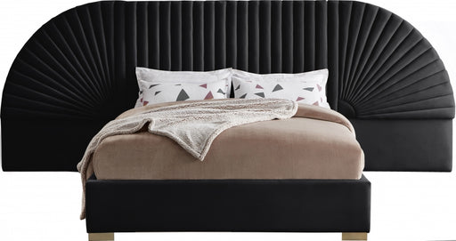 Meridian Furniture - Cleo Velvet King Bed in Black - CleoBlack-K - GreatFurnitureDeal