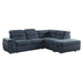 Homelegance - Platina 3-Piece Sectional with Pull-out Bed and Storage Ottoman in Blue - 8277NBU* - GreatFurnitureDeal