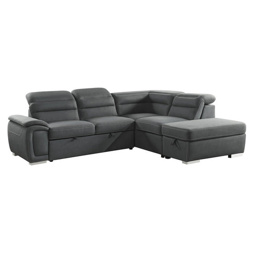 Homelegance - Platina 3-Piece Sectional with Pull-out Bed and Storage Ottoman in Gray - 8277NGY* - GreatFurnitureDeal