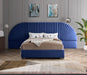 Meridian Furniture - Cleo Velvet Queen Bed in Navy - CleoNavy-Q - GreatFurnitureDeal