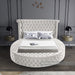 Meridian Furniture - Luxus Velvet King Bed in Cream - LuxusCream-K - GreatFurnitureDeal