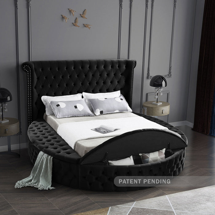 Meridian Furniture - Luxus Velvet Queen Bed in Black - LuxusBlack-Q - GreatFurnitureDeal