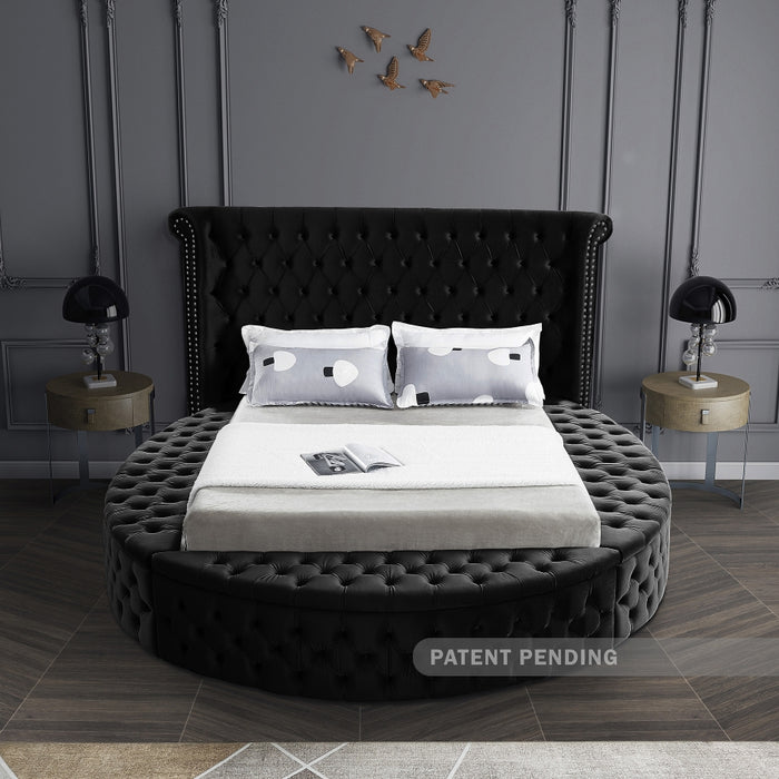 Meridian Furniture - Luxus Velvet Queen Bed in Black - LuxusBlack-Q - GreatFurnitureDeal