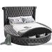 Meridian Furniture - Luxus Velvet Queen Bed in Grey - LuxusGrey-Q - GreatFurnitureDeal