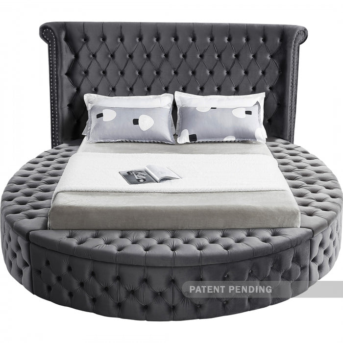 Meridian Furniture - Luxus Velvet King Bed in Grey - LuxusGrey-K - GreatFurnitureDeal