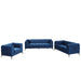 GFD Home - Modern 3-Piece Sofa Sets with Sturdy Metal Legs,Velvet Upholstered Couches Sets Including Three Seat Sofa, Loveseat and Single Chair for Living Room Furniture Set,Blue - GreatFurnitureDeal