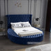 Meridian Furniture - Luxus Velvet Queen Bed in Navy - LuxusNavy-Q - GreatFurnitureDeal