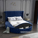 Meridian Furniture - Luxus Velvet Queen Bed in Navy - LuxusNavy-Q - GreatFurnitureDeal
