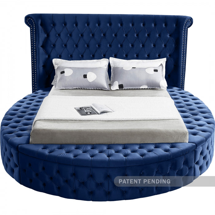 Meridian Furniture - Luxus Velvet King Bed in Navy - LuxusNavy-K