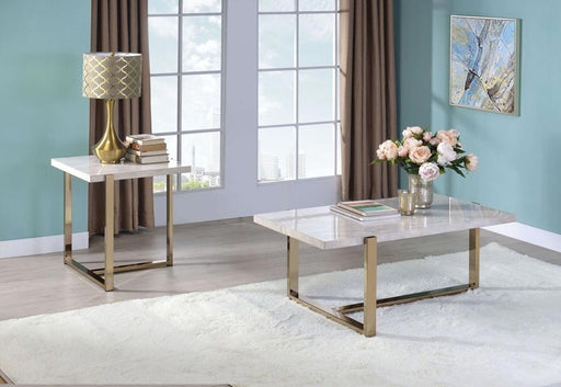 Acme Furniture - Feit Faux Marble & Champagne 3 Piece Occasional Table Set - 83105-3SET - GreatFurnitureDeal