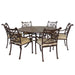 GFD House - Cast Rose Ebony Aluminum 7-Piece Round Dining Set With 6 Arm Chairs, Beige - GreatFurnitureDeal