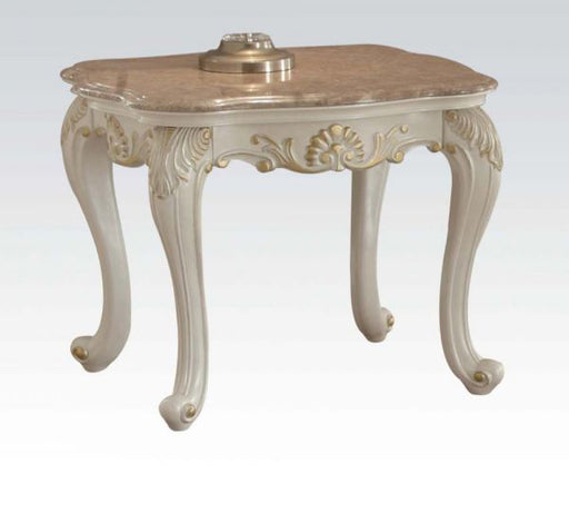 Acme Furniture -  Chantelle Pearl White Marble Top End Table  - 83542 - GreatFurnitureDeal