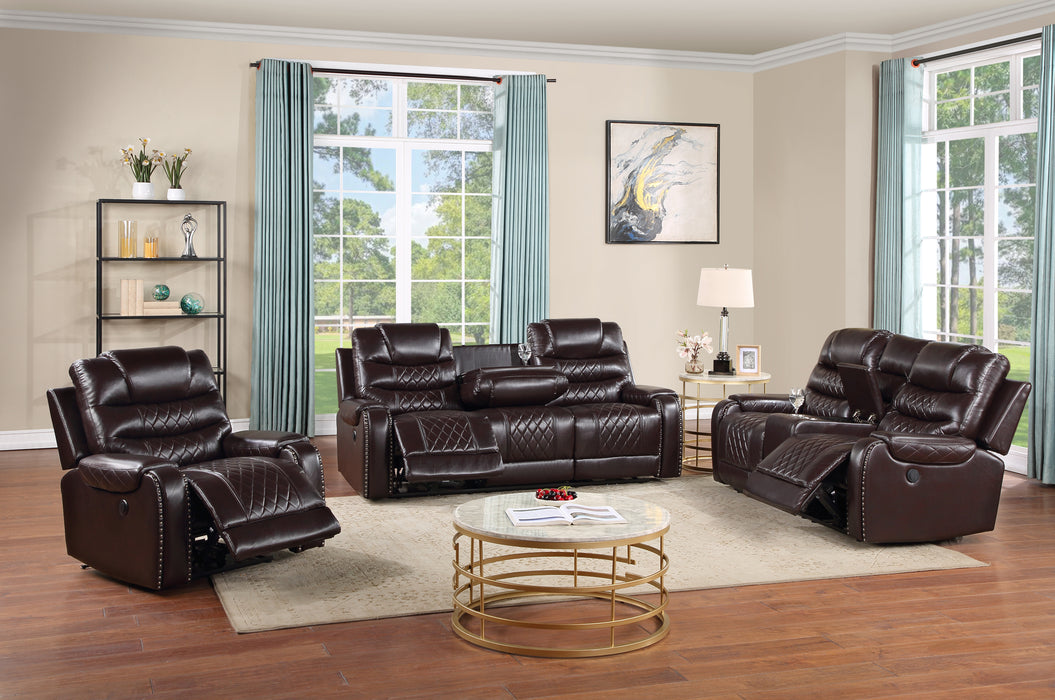 GFD Home - Tennessee Power Reclining 3 Pc Sofa Set in Espresso - GreatFurnitureDeal