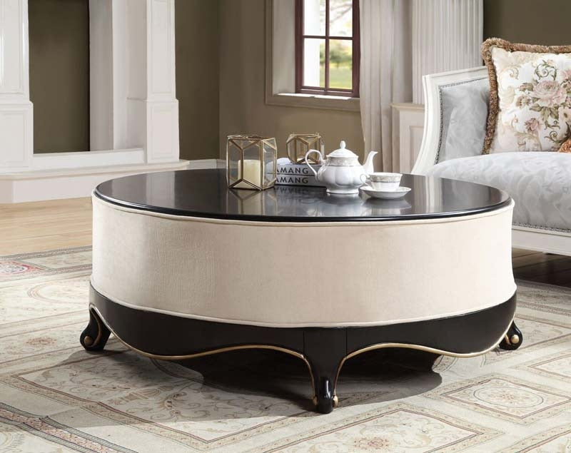Acme Furniture - Sheridan Cream Fabric & Black Cocktail Table - 83945 - GreatFurnitureDeal