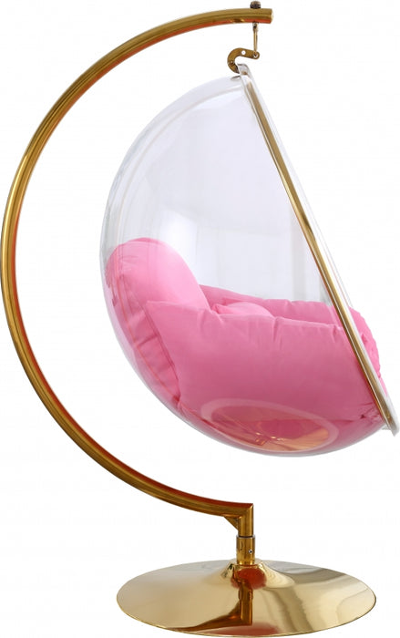 Meridian Furniture - Luna Acrylic Swing Bubble Accent Chair in Pink - 508Pink - GreatFurnitureDeal