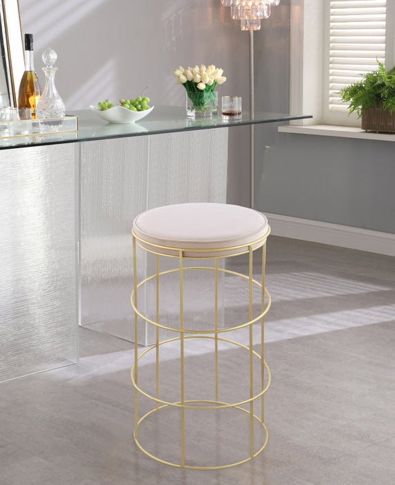 Meridian Furniture - Rebar Velvet Counter Stool Set of 2 in Cream - 940Cream-C - GreatFurnitureDeal