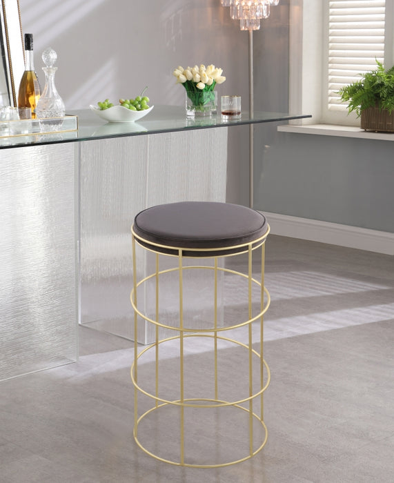 Meridian Furniture - Rebar Velvet Counter Stool Set of 2 in Grey - 940Grey-C - GreatFurnitureDeal