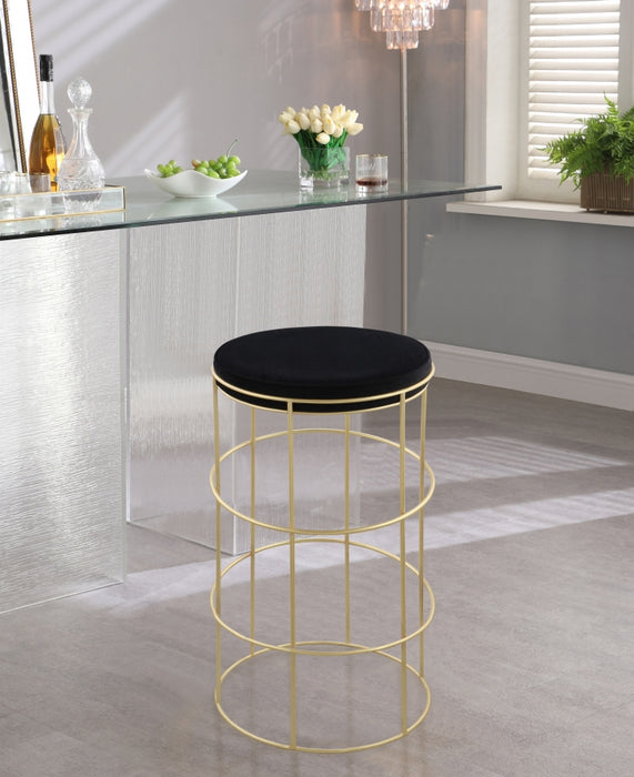 Meridian Furniture - Rebar Velvet Counter Stool Set of 2 in Black - 940Black-C